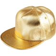 thumbnail image 1 of Gorra unisex con botones en la parte posterior, gorra de béisbol ajustable de estilo hip hop con visera plana dorada, 1 of 5