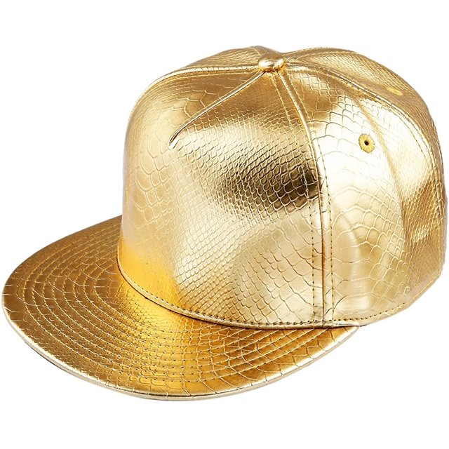 Gorra unisex con botones en la parte posterior, gorra de béisbol ajustable de estilo hip hop con visera plana dorada