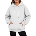 thumbnail image 2 of Akmaiox Hoodies for Women Long Sleeve Drawstring Hooded Sweatshirts Oversized Pullover Tops Streetwear Sweatshirts with Pockets Gifts for Women S‑2XL, 2 of 7