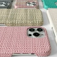 thumbnail image 3 of Minimalist Woven Leather Phone Case, Beige Aesthetics Case Cover for iPhone 15 14 13 12 11 Pro Max (Pink Woven,for iPhone 15 Plus), 3 of 9