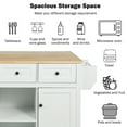 thumbnail image 4 of 53.1"Rolling Mobile Kitchen Island Cart with Rubber Wood Drop Leaf Countertop and 3 Drawers, Rolling Kitchen Island with Smooth Wheels, Adjustable Shelves and 3 Drawers for Dining Room,White, 4 of 9