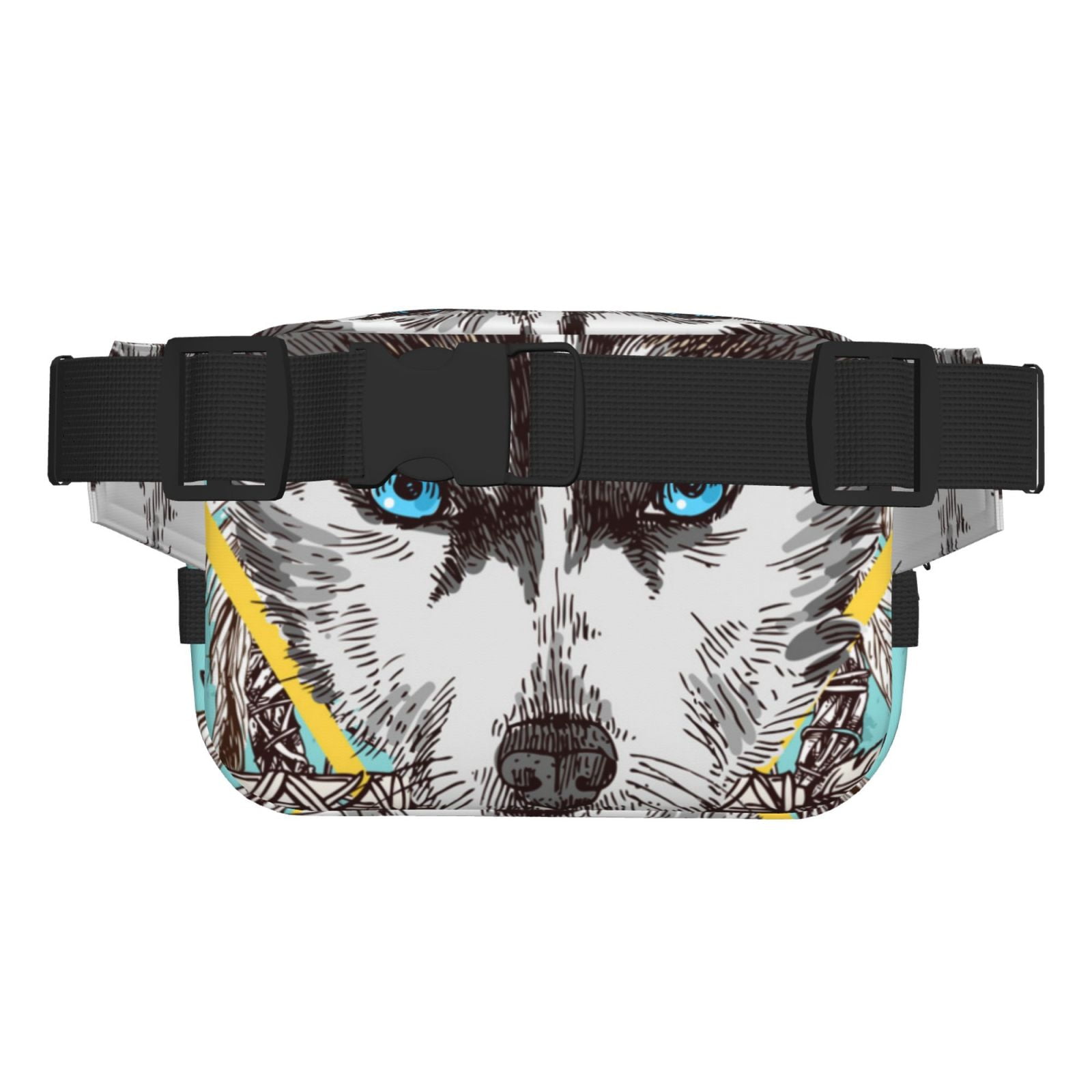 Picia Husky With Dreamcatcher Print Square Double-Layer Waist Bag Mini Adjustable Waist Belt Bag Exercise Running Travel Hiking