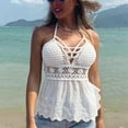 thumbnail image 2 of Women's Summer Sleeveless Knit Round Neck Slim Neckless Tank Top White,S, 2 of 6