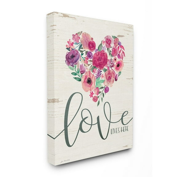 The Stupell Home Decor Collection Love Lives Here Floral Wall Art