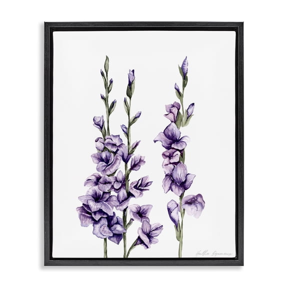 Stupell Industries French Country Gladiolus Sprigs Trio Black Floating Frame Canvas Art, 17 x 21, by Heather Desormeaux