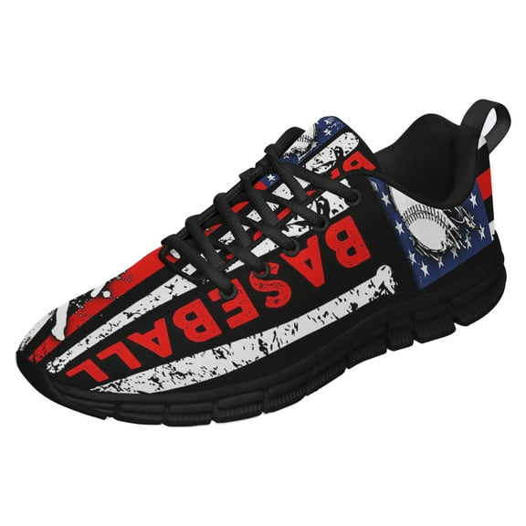 Baseball Running Shoes Sneakers Mesh Black Size 3.5