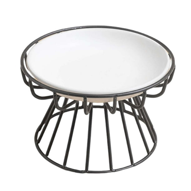 Comedero elevado para gatos, plato de cerámica, rejilla de hierro, extraíble, versátil, para comida y bebida para gatos Estilo G