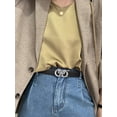 thumbnail image 3 of Catelles Women's Black Cowhide Leather Belt with Rhinestone-Adorned Gold Alloy Automatic Buckle  Elegant Fashion Accessory for Casual Pants，Gift Box &Length 105cm Width 2.4cm, 3 of 14