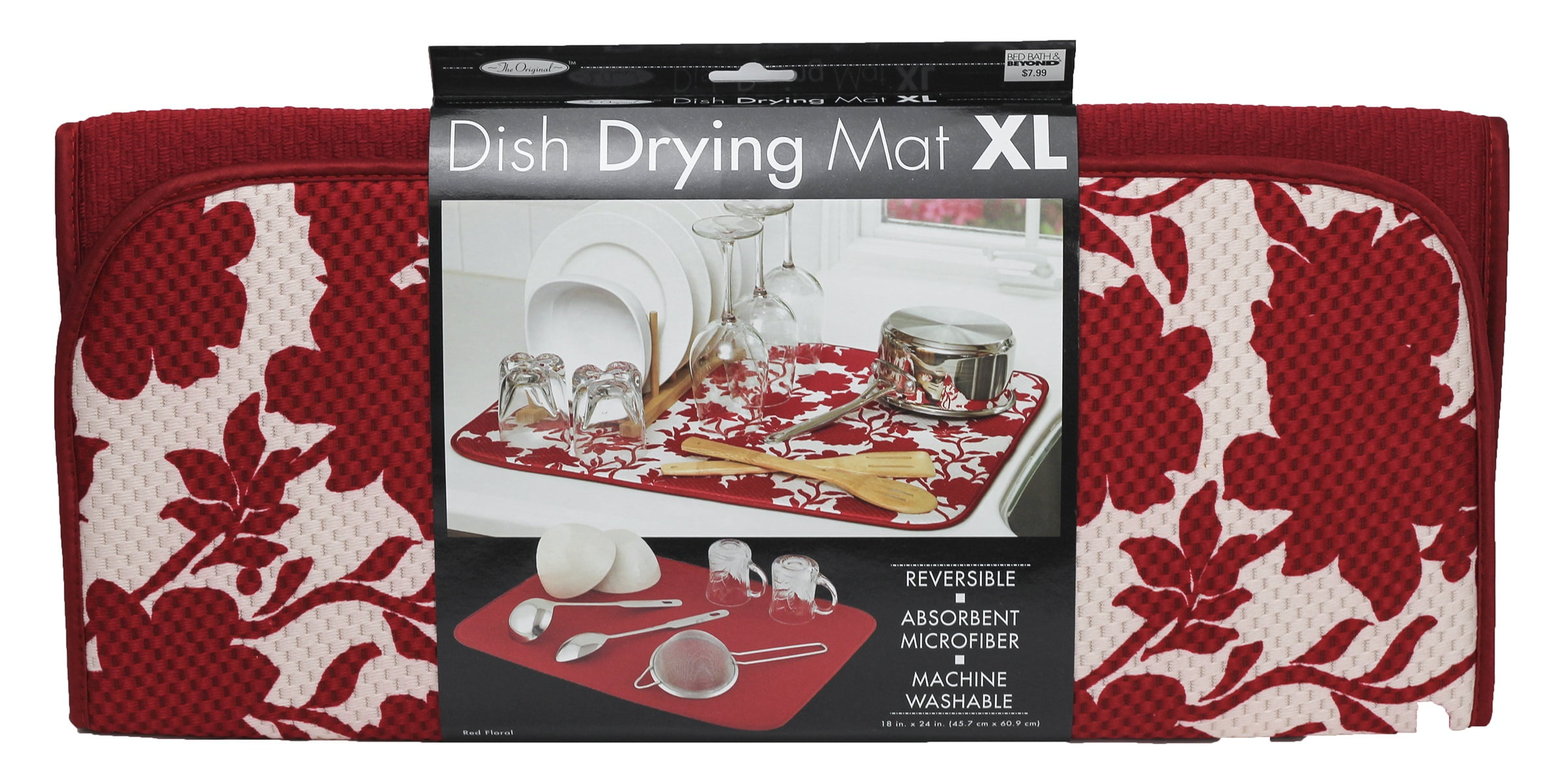 The Original Xl Dish Drying Mat Red Floral Walmart Com