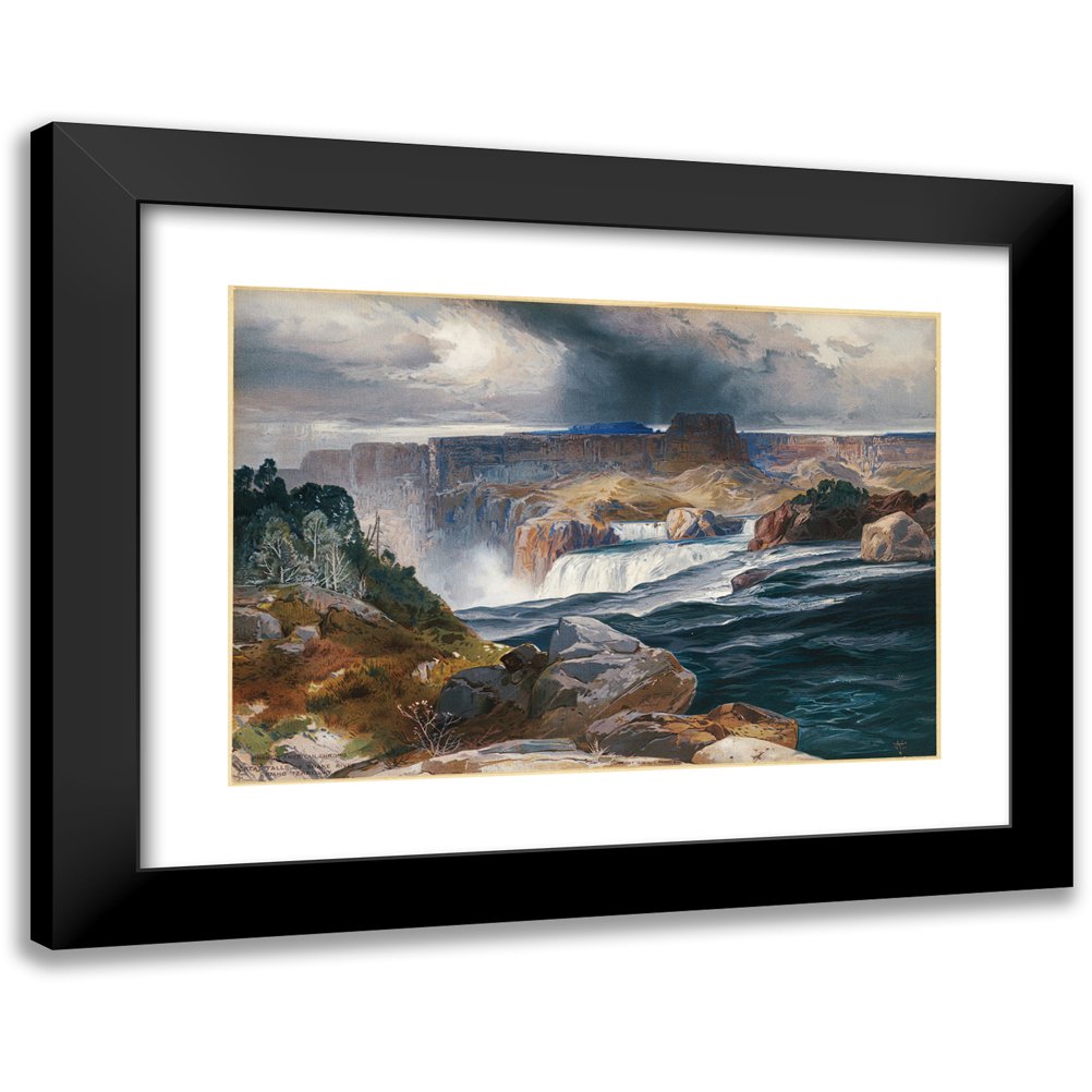 Thomas Moran 14x11 Black Modern Framed Museum Art Print Titled - Great Falls of Snake River, Idaho Territory (ca. 1876)
