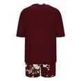 thumbnail image 5 of MuZeFu Pajamas for Women under 10 Dollars Women's Fashionable Casual Print Home Short Sleeved Round Neck Pajama Top With Pants Home Set Wine M, 5 of 5