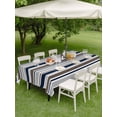 thumbnail image 4 of Outdoor Tablecloth with Umbrella Hole for Patio/Picnic/Party/Camping, Grey Navy Blue Striped Waterproof Table Cloth Rectangle Table Cover Washable, Farmhouse Stripes Modern Abstract Art (60"x 102"), 4 of 8