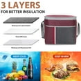 thumbnail image 4 of 18L Insulated Picnic Cooler Bag | Waterproof Thermal Storage | Portable with Shoulder Strap | Folds Flat | Gray/Wine Red/Navy | 33x31x18cm | Great for Camping & BBQs, 4 of 6