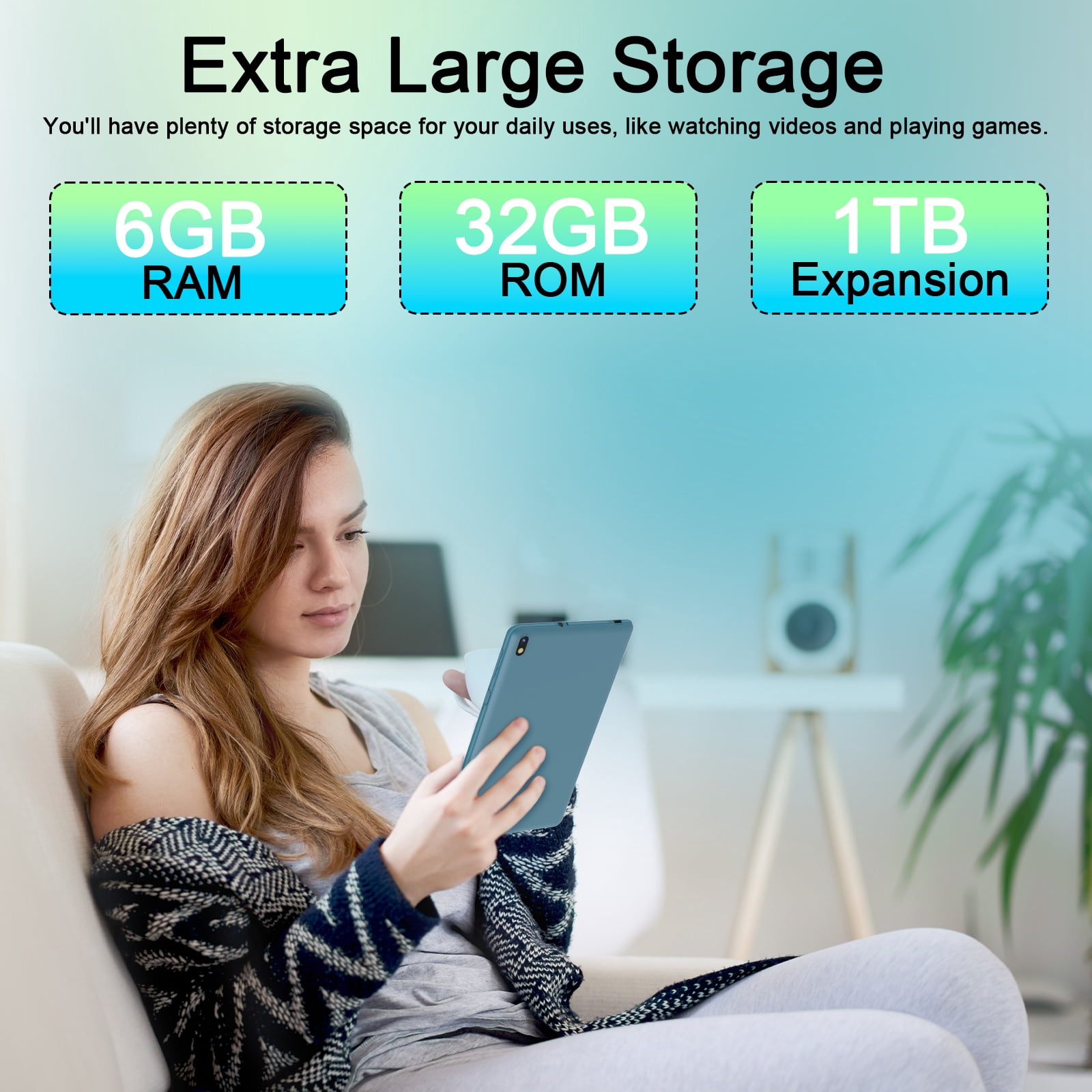 7 inch Tablet Android 15 Tablets, 6GB RAM 32GB ROM 1TB Expandable, Quad-Core Processor Tablet PC, WiFi6, 3000mAh Battery, Bluetooth, 1024 x 600 IPS Touch Screen, 2+5MP Dual Camera, GMS, Navy