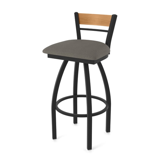 881 Revelle 36" Swivel Extra Tall Bar Stool with Black Wrinkle Finish, Medium Back and Graph Coal Seat