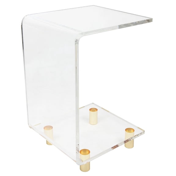 Fox Hill Trading Pure Decor C Shape Lucite and Acrylic Accent Table in Clear