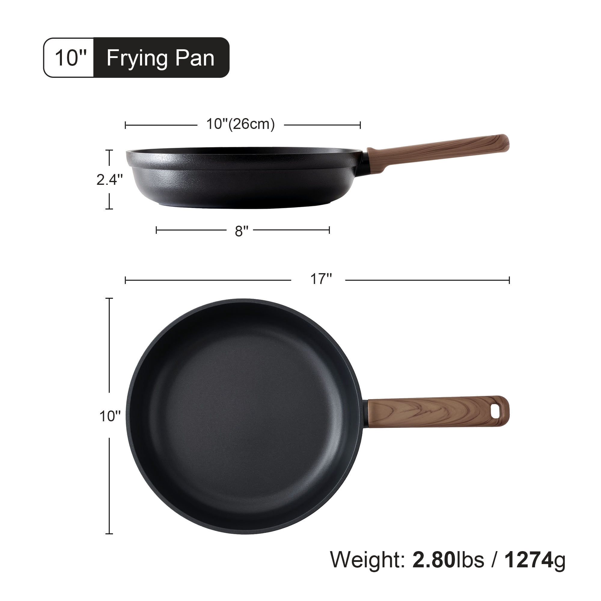 SENSARTE 10 Inch Frying Pan Skillet, Black Titanium Nonstick Omelet Pan, Healthy Chef's Pan, Kitchen Egg Pan with Anti-Scald Handle, Dishwasher & Oven Safe, Induction Compatible