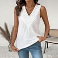 thumbnail image 4 of Uaswgudfs Women's V Neck Sleeveless Crinkle Tank Top Casual Blouse Summer Casual Tops Lightweight Everyday Outfit White M, 4 of 7