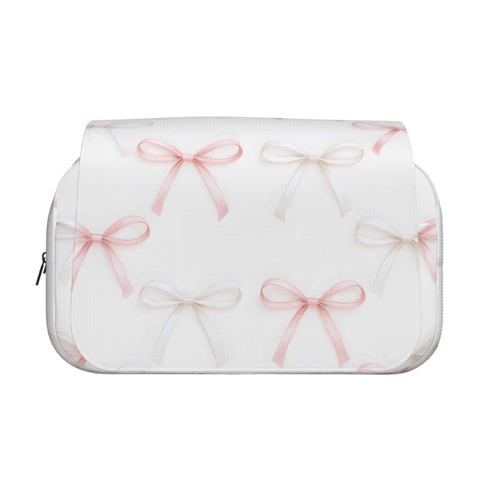 Large-Capacity Flip-Top Double-Layer Pencil Case, Multi-Functional Pocket Pen Case, Durable Stationery Organizer Pink And White Bow Tie