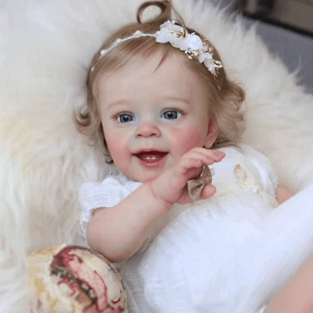 AmaMary 24 inch Yannik Reborn Baby Doll, Blue Eyes, Brown Hair, Soft Cloth Body Perfect Gift for Kids and Collectors