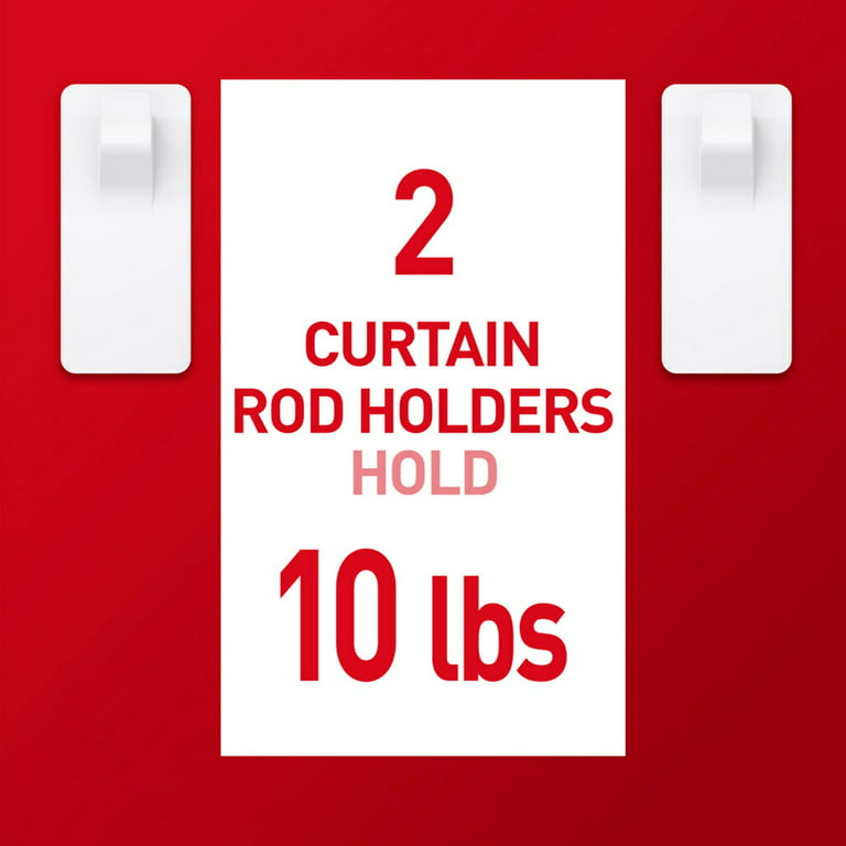 Command White Curtain Rod Hooks 17654-2ESF, 2 Hooks, 4 Strips