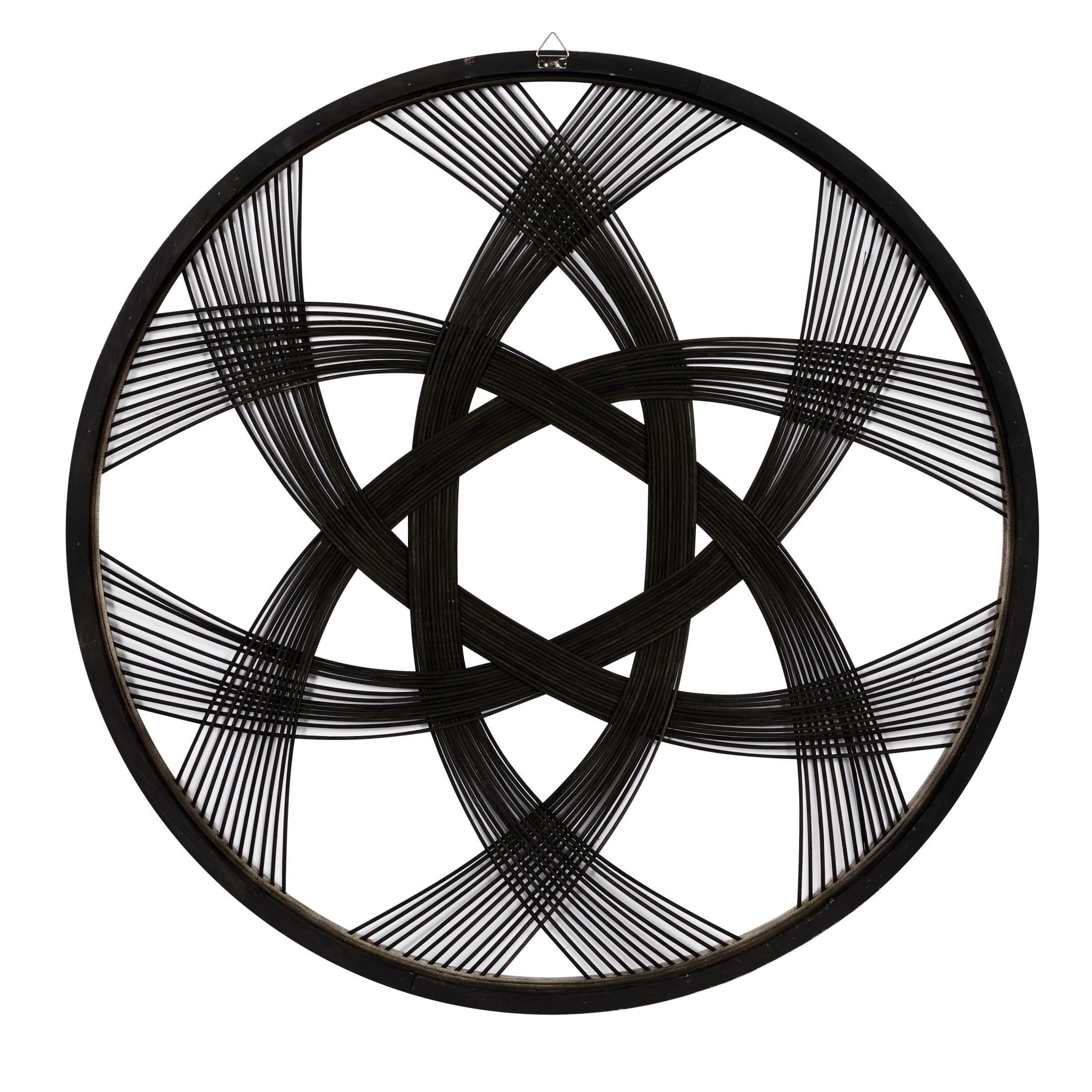 DecMode Black Wood Woven Geometric Wall Decor