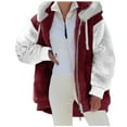 thumbnail image 3 of TQWQT Fleece Coats for Women  Faux Fur Jacket Coat Fuzzy Fleece Jacket Plus Size Zip Up Drawstring Sweatshirt Oversized Light Blue S, 3 of 6