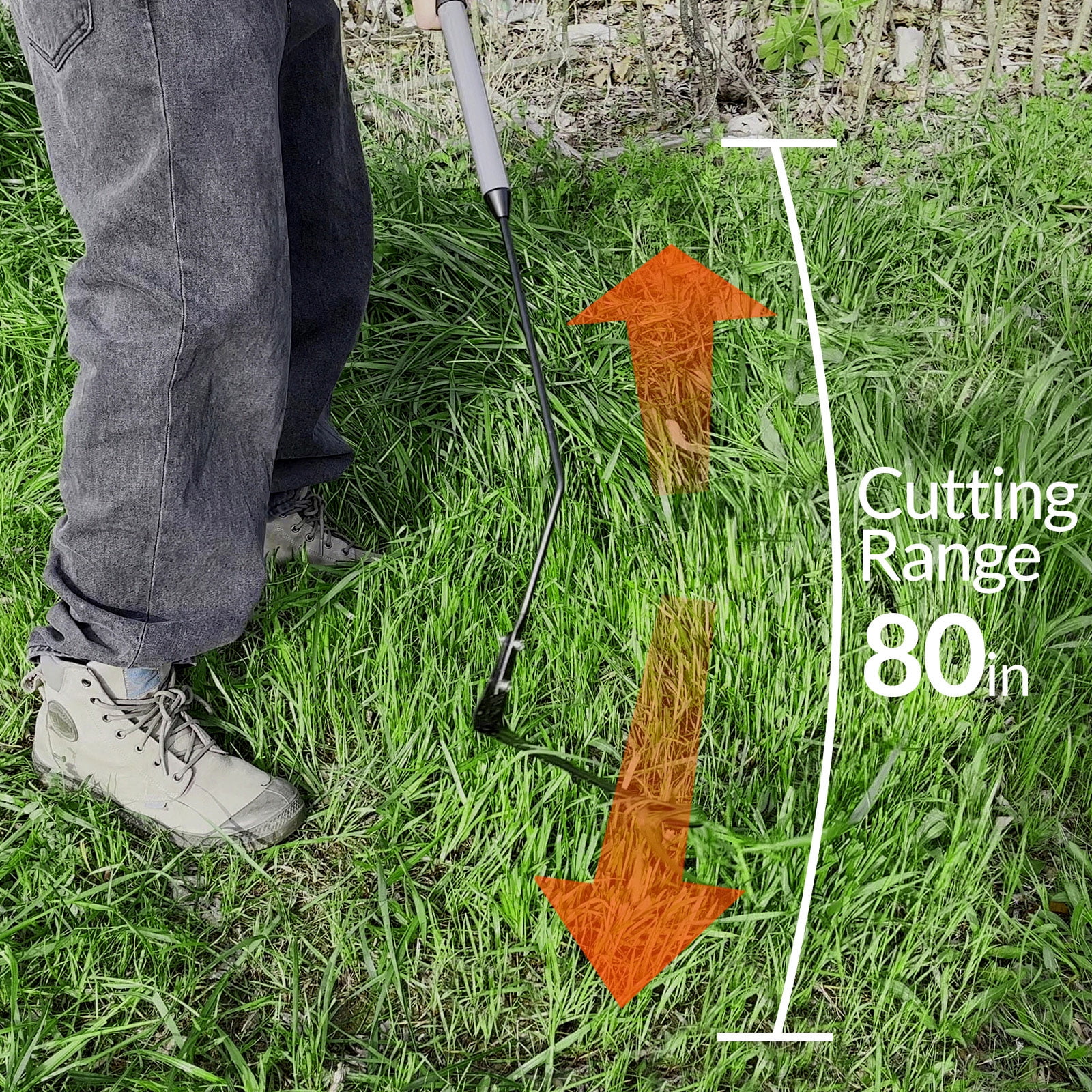 Walensee Grass Whip with Double-Edged Serrated Sharp Steel Blade Weed Grass Cutter with Soft Rubber 22-Inch Handle