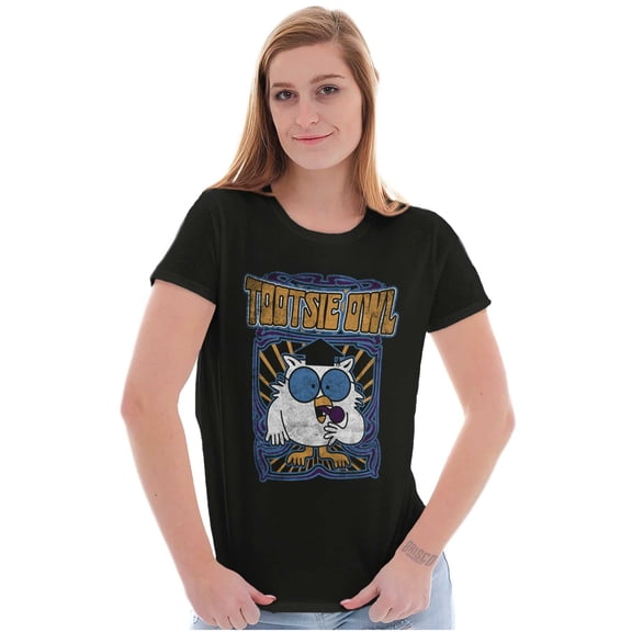 Tootsie Pop Mr Owl Hippie Mascot Womens Slim Fit Graphic Tee Brisco Brands S