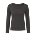thumbnail image 3 of Krdevn Girls Solid Ribbed Long Sleeve U Neck Slim Fitted Casual Basic All Match Daily Top 5-6 Years,Dark Gray, 3 of 5