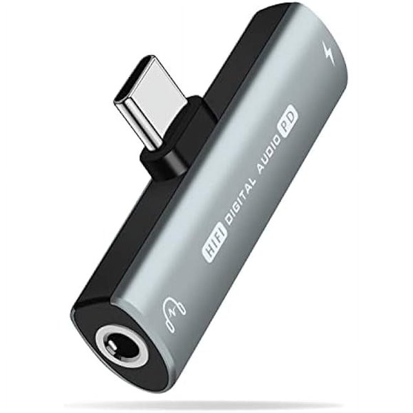 USB C to 3.5mm Audio Headphone Adapter and Charger, 2 in 1 USB C Headphone Jack HiFi DAC with 27W Fast Charging Dongle Adapter Compatible with Galaxy S23 Ultra/S22+/A53/Note 20, Pixel 7/7Pro/6/6Pro/5