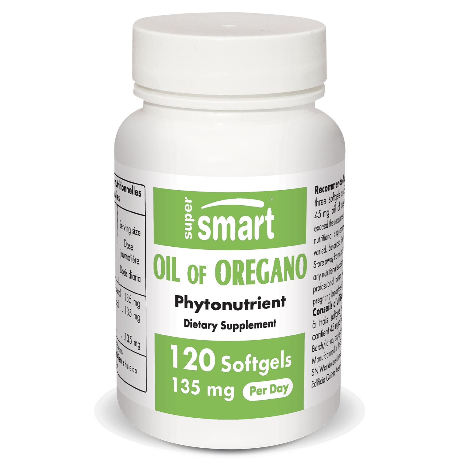 Supersmart Oil of Oregano 135 mg per Day (70 Carvacrol) Immune