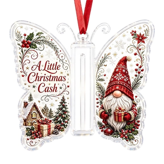 Christmas Cash Gift Ornament, Butterfly Money Holder with Acrylic,Clear Cash Display with Transparent Holder