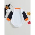 thumbnail image 4 of Wassery Baby Girls Boys Halloween Clothes 3 6 12 18 Months Infant Sweatshirts Rompers Pumpkin/Ghost Print Contrast Color Long Sleeve Jumpsuits 0-18 Months Fall Bodysuits, 4 of 9