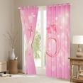 thumbnail image 3 of Homewish Ribbon Bow Tie Blackout Curtains Set of 2 (52x84 Each),Pink Number 16 Window Curtains,Cartoon Heart Print Curtains and Drapes For Girls,Breathable Home Decor, 3 of 6