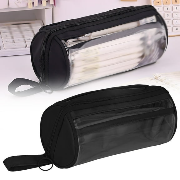 Goohaeplastic Stationery Case, Clear Fabric Pencil Case - Multi-Layer Storage, Transparent Design, Wide Mouth Opening, for Pens/Office Supplies, See-Through Pencil Boxunder $5, Multi-Color