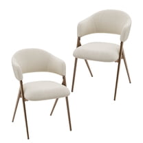 AFO Modern Upholstered Dining Chairs Set of 2, Kitchen Arm Chairs with Curved Backrest and Metal Legs, Wide Seat for Dining Room, Beige
