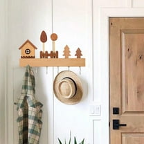 Cute Cartoon Key Holder Wall Hook | No Drill Installation | Solid Wood Key Storage Rack | Wall Mounted Entryway Organizer | Home Decor Key Hanger | 22x16x4cm