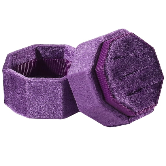 2 x 2 x 1.9 Inch 3 Slot Ring Box Purple Velvet Ring Boxes Octagon Small Plastic Jewelry Couple Gift Keepsake Organizer Storage Case DIY
