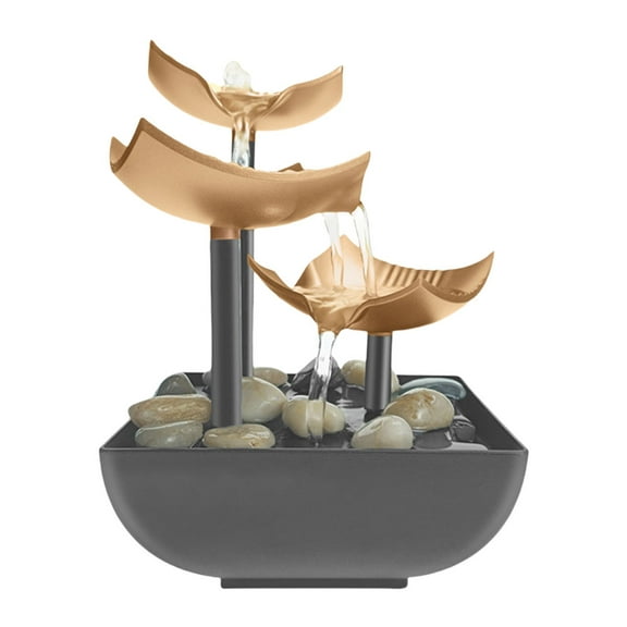 HUISZJ Indoor Tabletop Water Fountain With Led Light Zen Meditation Waterfall Home Decoration (Copper)