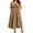 Brown, variant on Plus Size Maxi Dress, Solid Neck Smocked Bodice, Flowy Short Sleeve Casual With Pockets Blue L