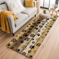 thumbnail image 3 of Runner Rug 2 x 6 Ft, Cute Dog Claws Washable Non-Slip Floor Mat for Kitchen Hallway/Entryway, Farmhouse Brown Wooden Grain Puppy Pawprints Long Kitchen Runner Area Rugs for Living Room, Low-Profile, 3 of 7