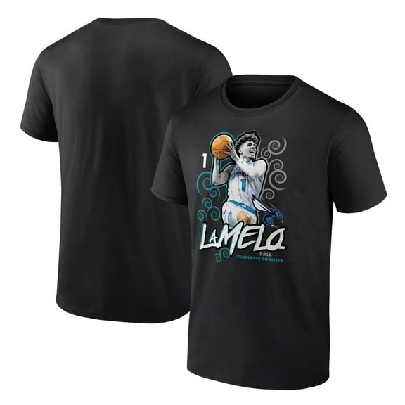 Men's LaMelo Ball Black Charlotte Hornets Player Name & Number Competitor T-Shirt