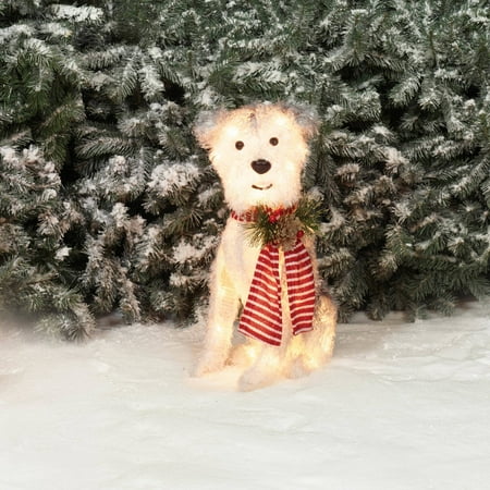Holiday Time Christmas Decor 22" Fluffy Dog with Scarf 