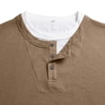 thumbnail image 6 of CQONEPT Mens Henley Sweater Long Sleeve Waffle Button Up Tunic Tee Casual Knit Pullover Soft Stretch Fall Winter Tops Khaki 2XL, 6 of 6