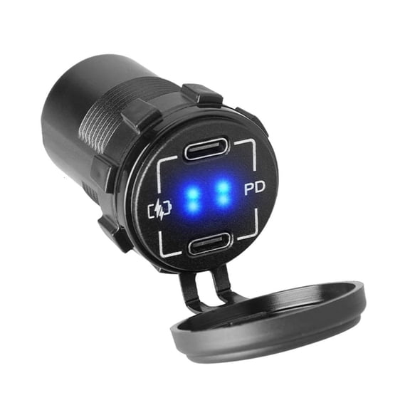 Yammee Double USB C Car Charger 30W Waterproof Fast Charging For 12V 24V Vehicles Trucks
