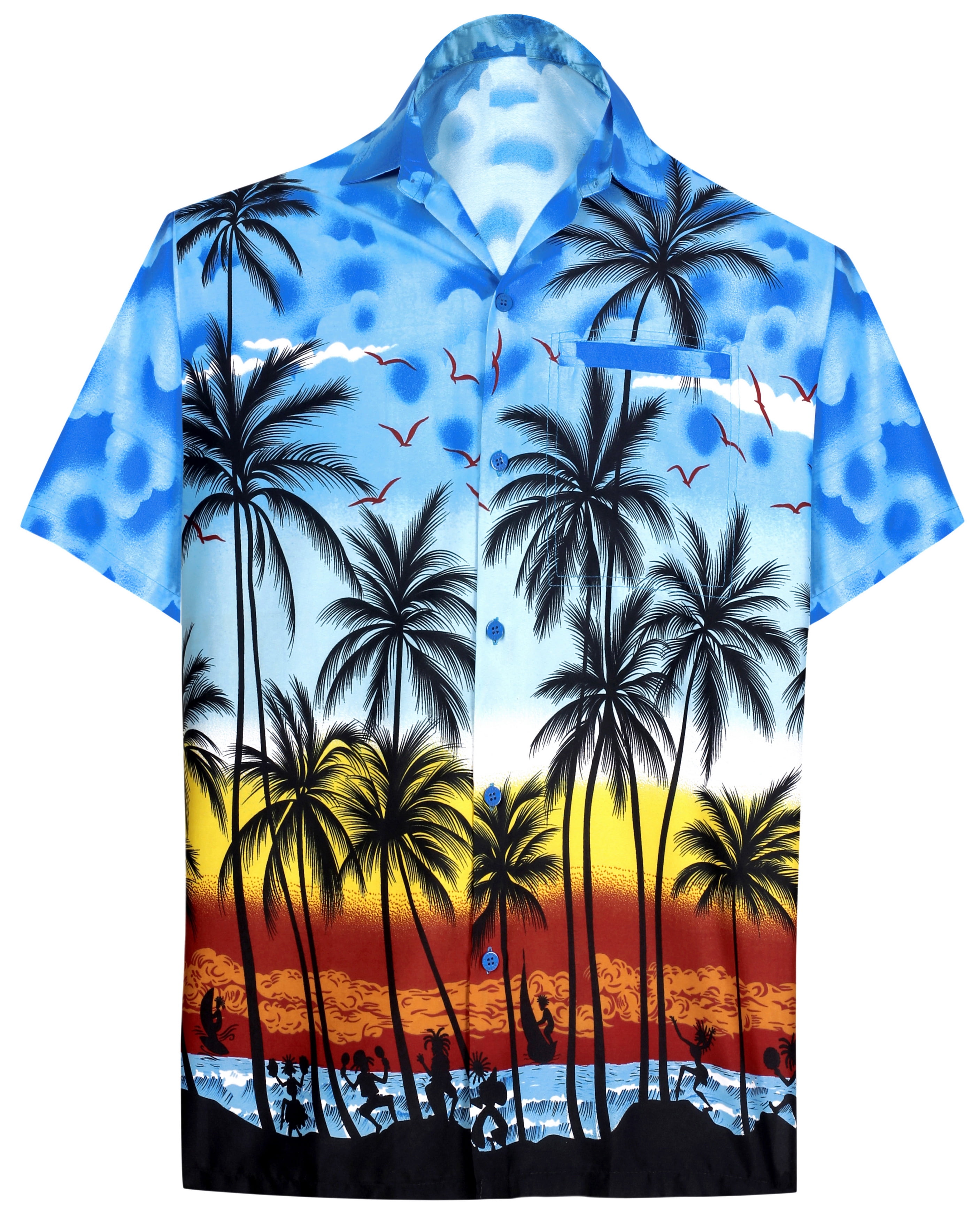 LA LEELA Mens Tropical Hawaiian Shirt Casual Button Down Office Work Shirt A