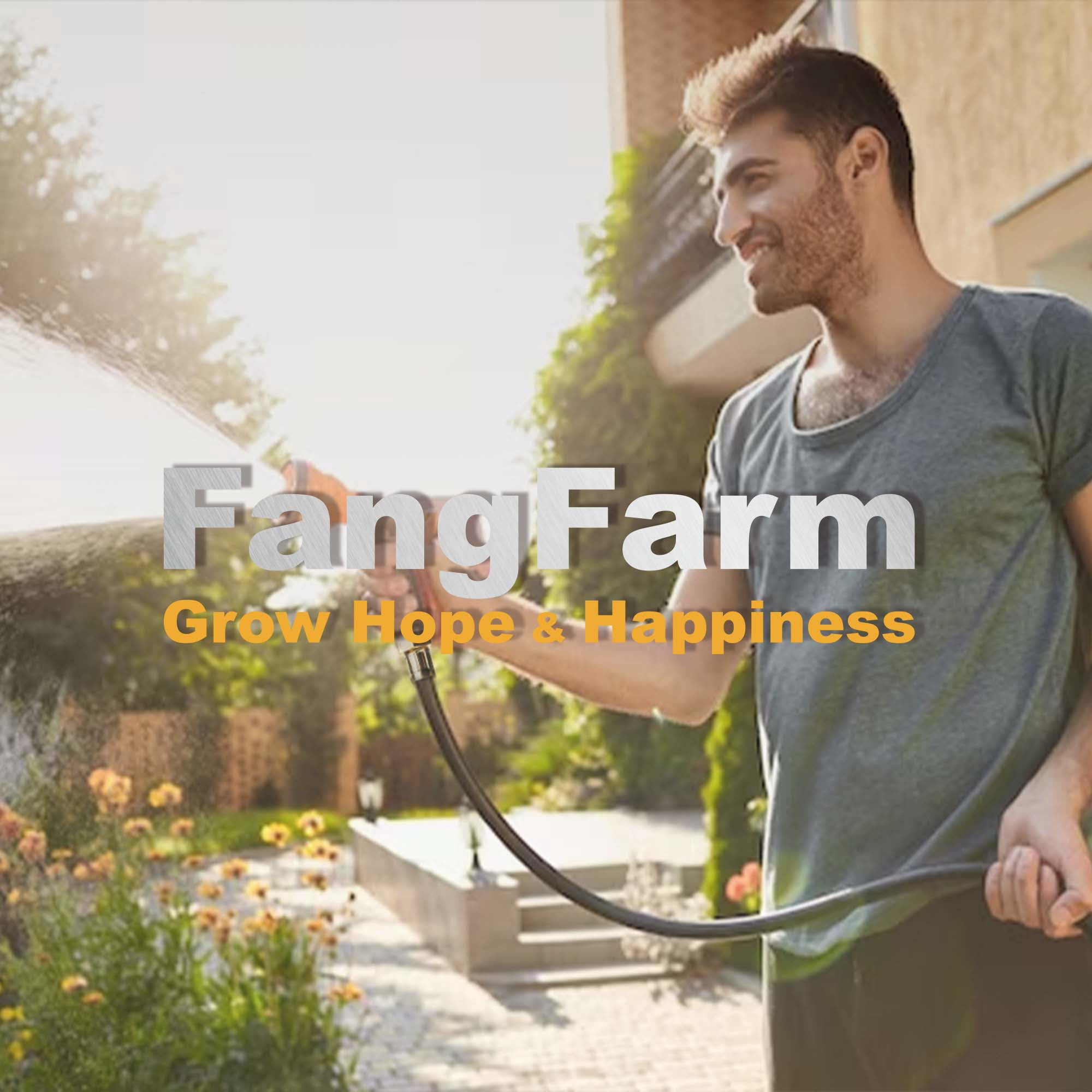 FangFarm Hybrid Garden Hose 15FT - 5/8" Heavy Duty Flexible Rubber Hose with GHT Brass Fittings - UV-Resistant Leak-proof Ideal for Lawn & Outdoor Use