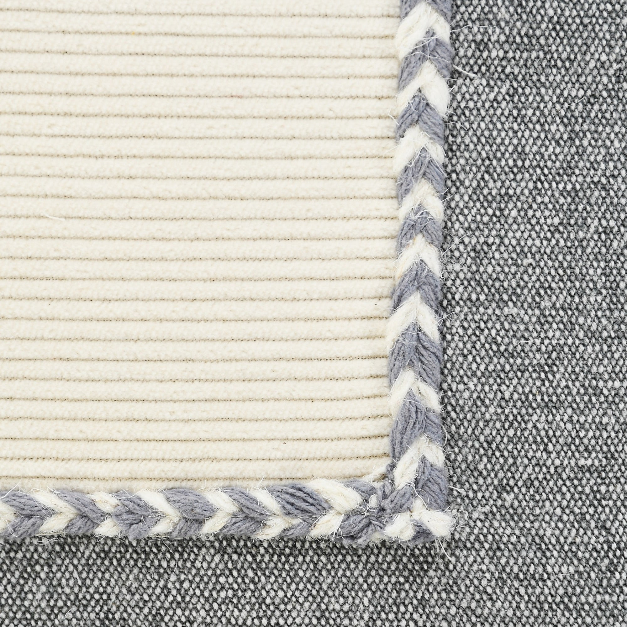 Laddha Home Designs Handwoven Geometric Flanged Throw Pillow Cover - 20" - Gray and Cream