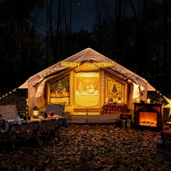 6/8 Person Instant Inflatable Tent, Quick Setup, All-Weather Waterproof & Windproof for Family Glamping Camping, Includes Hand Pump